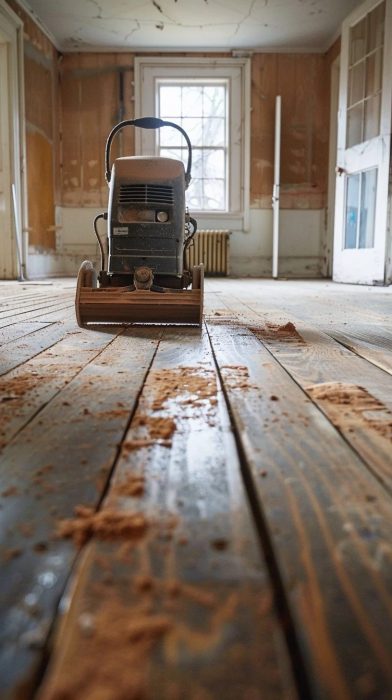 a machine on a wooden floor